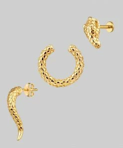 CLASSICS VEGA. 3 Piece Snake Wrap Earring - Gold