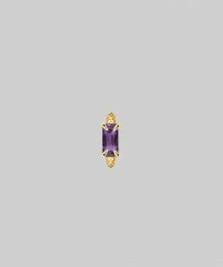 CLASSICS Earrings NYMPH. Amethyst Rectangle Clicker Ring - Gold