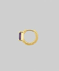 CLASSICS NYMPH. Amethyst Rectangle Hoop Earrings - Gold