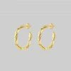 AW21 LUCIA. Spiked Chain Hoop Earrings - Gold