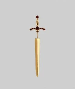 CLASSICS MAJESTY. Garnet Dagger Single Earring - Gold Earrings