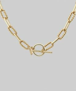 End Of Line Necklaces & Chains EVERMORE. Twisted Rope Link T-Bar Chain - Gold
