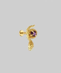 AW21 Earrings INSIDIOUS. Amethyst Coiled Snake Stud Earring - Gold
