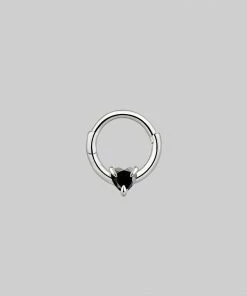 CLASSICS Earrings HEART & SOUL. Black Spinel Septum Clicker Ring - Silver 11 CLASSICS Earrings HEART & SOUL. Black Spinel Septum Clicker Ring - Silver