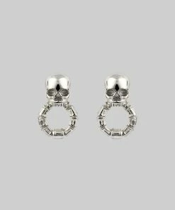 AW21 FORSAKE. Skull & Bones Door Knocker Earrings - Silver
