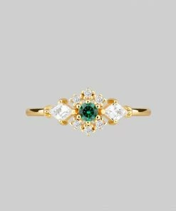 CLASSICS SUPERNOVA. Green Quartz Cluster Gold Ring Rings