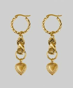 CLASSICS ALL OF ME. Hand Grasping Heart Single Earring - Gold Earrings