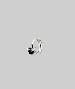 CLASSICS Earrings HEART & SOUL. Black Spinel Heart Clicker Ring - Silver