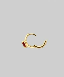 CLASSICS HEART & SOUL. Garnet Heart Clicker Ring - Gold