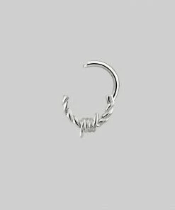 AW21 SURVIVAL. Barbed Wire Septum Clicker Ring - Silver Earrings