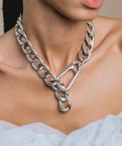 CLASSICS Necklaces & Chains XX. Chunky Curb Chain & Carabiner Clasp Necklace - Silver