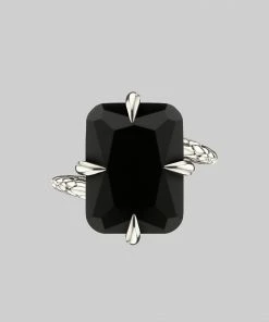 End Of Line DEITY. Onyx Snake Bite Ring - Silver Rings