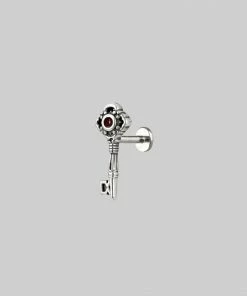 HALLOWEEN 2021 TWILIGHT. Skeleton Key Stud Earring - Silver Earrings