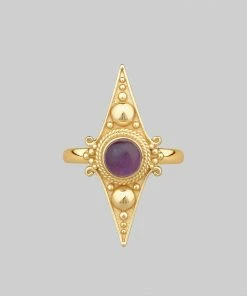 CLASSICS BALANCE. Amethyst Equilibrium Gemstone Ring - Gold Rings