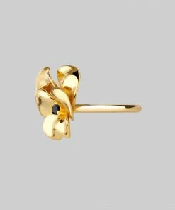 End Of Line Rings HARMONY. Pansy Flower Ring - Gold