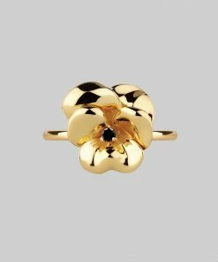 End Of Line Rings HARMONY. Pansy Flower Ring - Gold