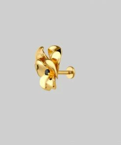 regalrose outlet shop 19 End Of Line HARMONY. Pansy Flower Stud Earring - Gold Earrings