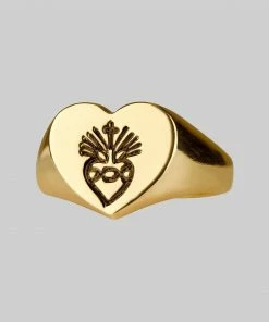 CLASSICS ARDOUR. Sacred Heart Signet Ring - Gold Rings