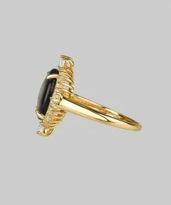 End Of Line CHERISH. Black Mother Of Pearl Cocktail Ring - Gold
