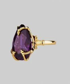 HALLOWEEN 2021 MALEFICENT. Amethyst CZ Gothic Ring - Gold Rings
