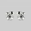 End Of Line HARMONY. Pansy Flower Stud Earrings - Silver