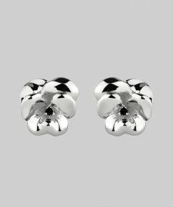 End Of Line HARMONY. Pansy Flower Stud Earrings - Silver