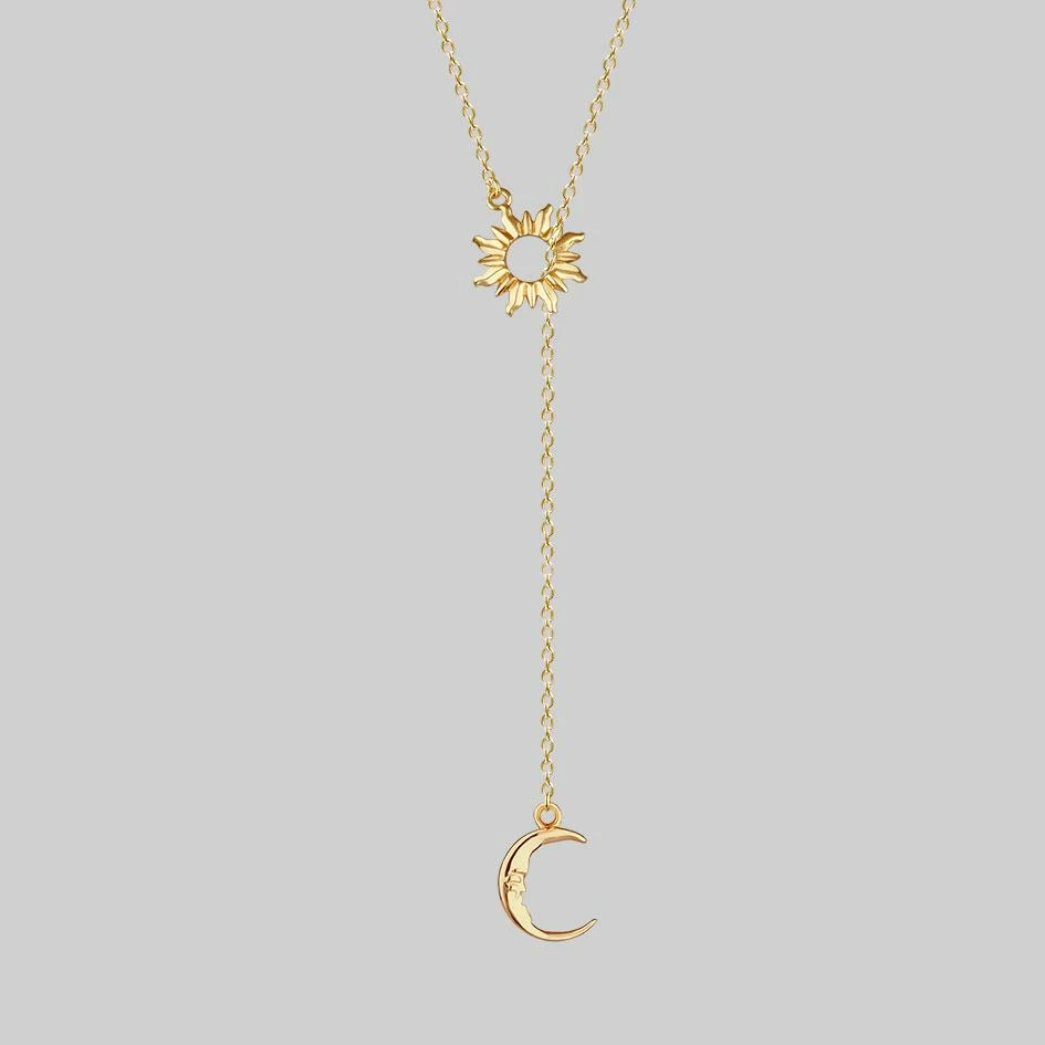 CLASSICS SOLSTICE. Sun & Moon Lariat Necklace - Gold 1 CLASSICS SOLSTICE. Sun & Moon Lariat Necklace - Gold