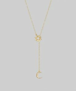 CLASSICS SOLSTICE. Sun & Moon Lariat Necklace - Gold