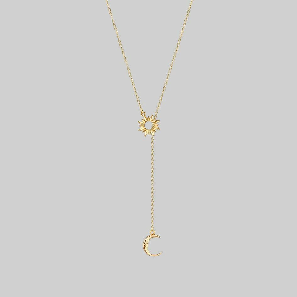 CLASSICS SOLSTICE. Sun & Moon Lariat Necklace - Gold 2 CLASSICS SOLSTICE. Sun & Moon Lariat Necklace - Gold
