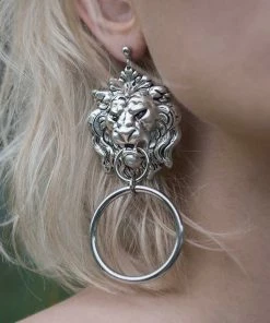 CLASSICS ANWAR. Lion Knocker Earrings - Silver
