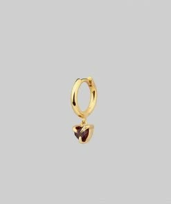 CLASSICS Earrings HEART & SOUL. Garnet Dangly Heart Clicker Ring - Gold 10 CLASSICS Earrings HEART & SOUL. Garnet Dangly Heart Clicker Ring - Gold
