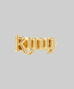 End Of Line King Word Ring - Gold Rings