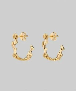 CLASSICS Earrings SARAH. Rose Foliage Hoops - Gold