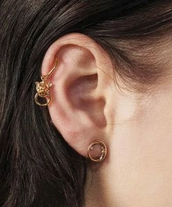 CLASSICS MINI ANWAR. Lion Knocker Hoop Earrings - Gold