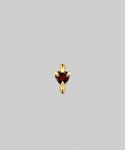 CLASSICS HEART & SOUL. Garnet Heart Clicker Ring - Gold