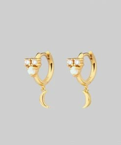 CLASSICS MOONLIGHT. Opal Moon Clicker Hoop Earrings - Gold 13 CLASSICS MOONLIGHT. Opal Moon Clicker Hoop Earrings - Gold