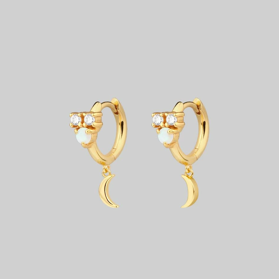 CLASSICS MOONLIGHT. Opal Moon Clicker Hoop Earrings - Gold 4 CLASSICS MOONLIGHT. Opal Moon Clicker Hoop Earrings - Gold
