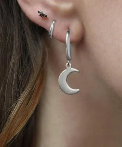CLASSICS AYSU. Mini Moon Hoop Earrings - Silver