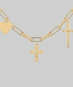 CLASSICS MANIFEST. Multi Charm Chain Necklace - Gold