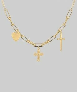 CLASSICS MANIFEST. Multi Charm Chain Necklace - Gold