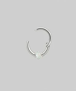 CLASSICS NEBULA. Opal Silver Clicker Ring - Septum