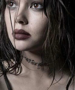 CLASSICS DARK BLOOM. Black Mother Of Pearl Choker - Silver