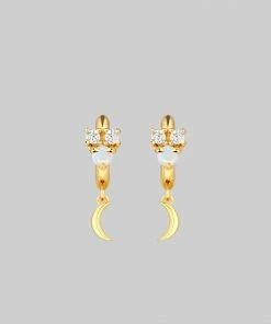 CLASSICS MOONLIGHT. Opal Moon Clicker Hoop Earrings - Gold 12 CLASSICS MOONLIGHT. Opal Moon Clicker Hoop Earrings - Gold