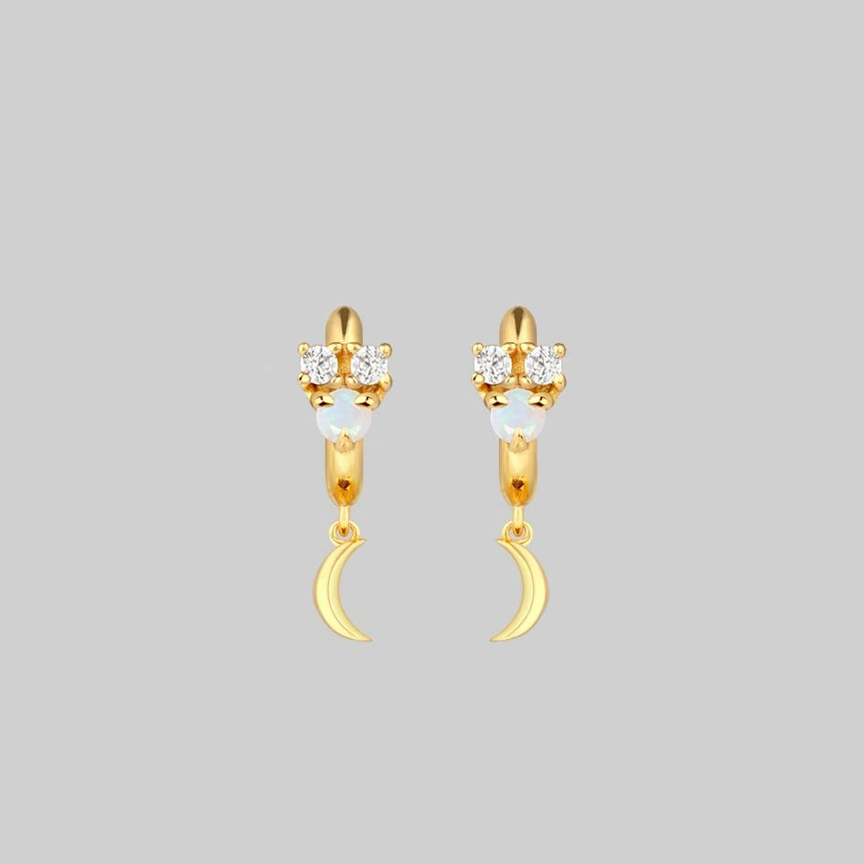 CLASSICS MOONLIGHT. Opal Moon Clicker Hoop Earrings - Gold 3 CLASSICS MOONLIGHT. Opal Moon Clicker Hoop Earrings - Gold