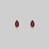 CLASSICS LA BELLE. Garnet & Cubic Zirconia Gold Stud Earrings