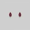 CLASSICS LA BELLE. Garnet & Cubic Zirconia Silver Stud Earrings