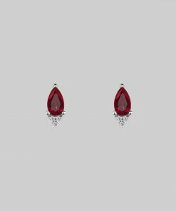 regalrose outlet shop 5 CLASSICS LA BELLE. Garnet & Cubic Zirconia Silver Stud Earrings