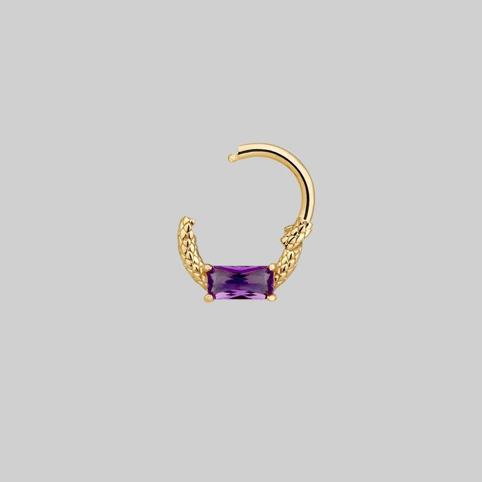 CLASSICS NYMPH. Amethyst Gold Clicker Ring - Septum 3 CLASSICS NYMPH. Amethyst Gold Clicker Ring - Septum