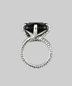 End Of Line DEITY. Onyx Snake Bite Ring - Silver Rings