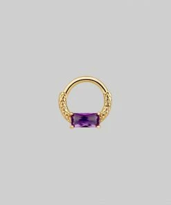CLASSICS NYMPH. Amethyst Gold Clicker Ring - Septum